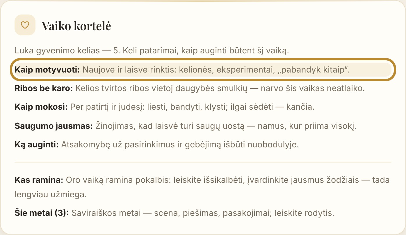 Vaiko kortelė